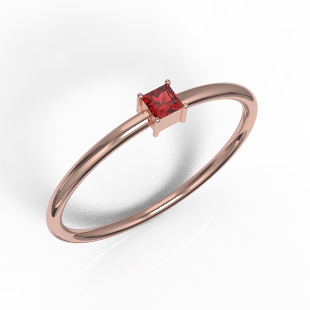 Solid Rose Gold  Princess Minimalist Promise Ring